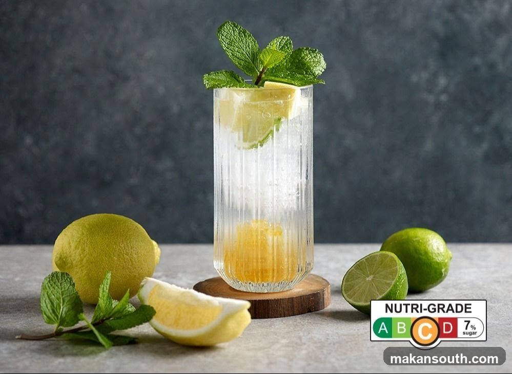 Lemon Lime Mint Drink with Nutri-Grade Label