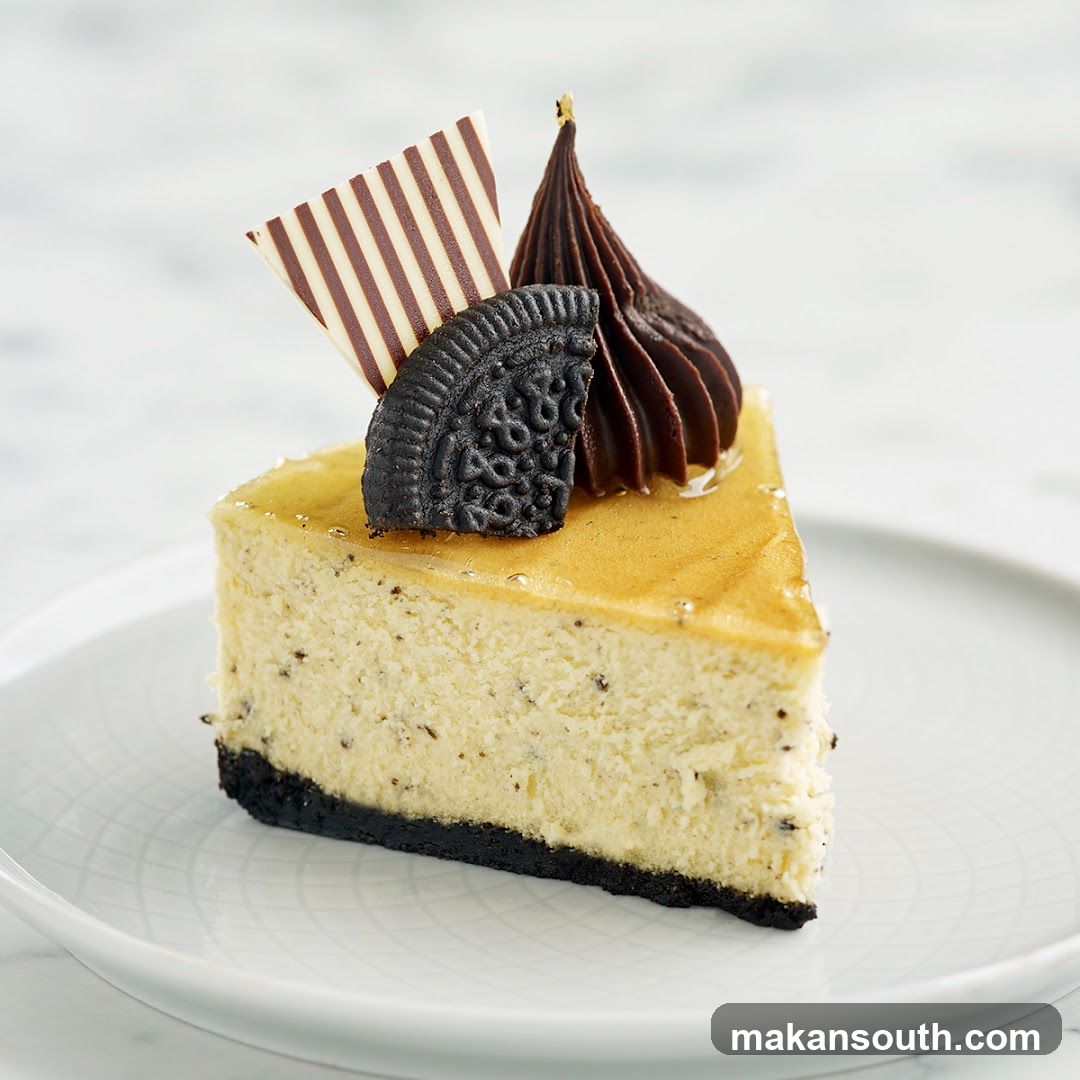 Cheesecake Slice with Oreo and Chocolate Topping