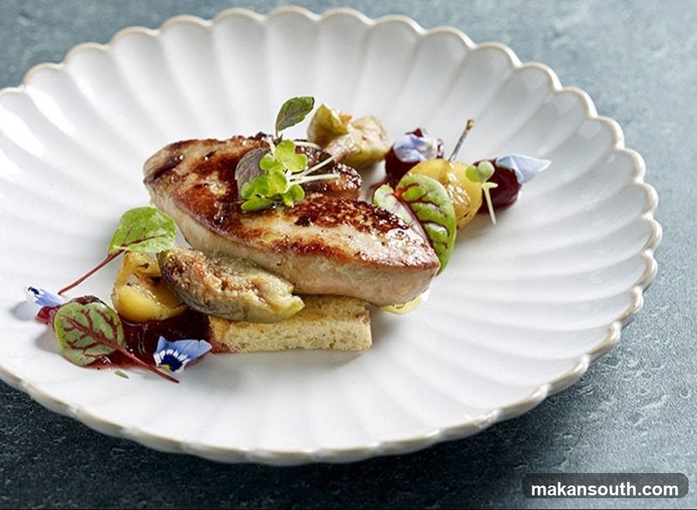 Seared Foie Gras with Fruit and Greens