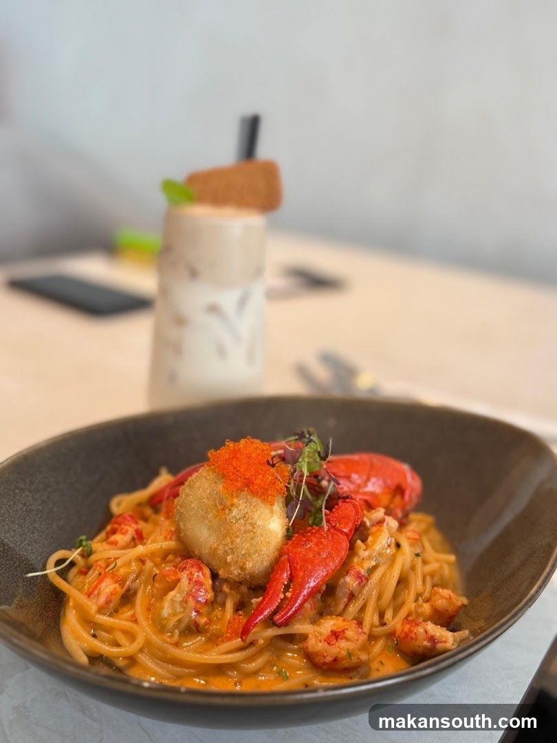 Lobster Pasta with Caviar and Drink