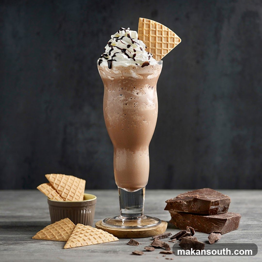 Chocolate Milkshake with Waffle Cone and Chocolate Shavings