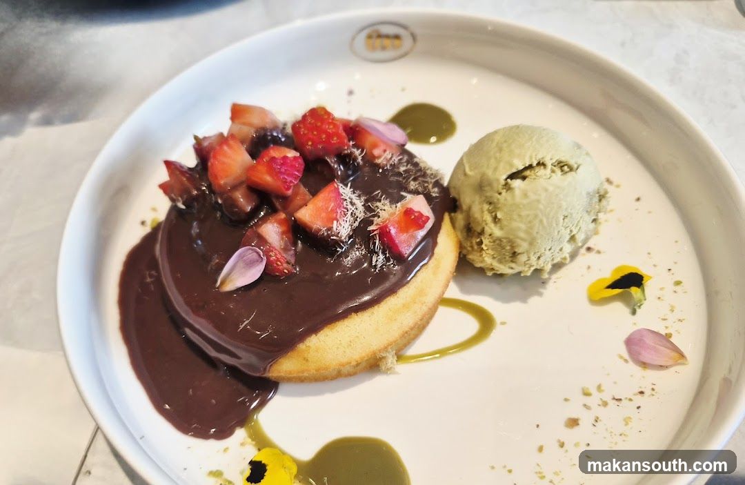 Chocolate and Strawberry Dessert with Ice Cream