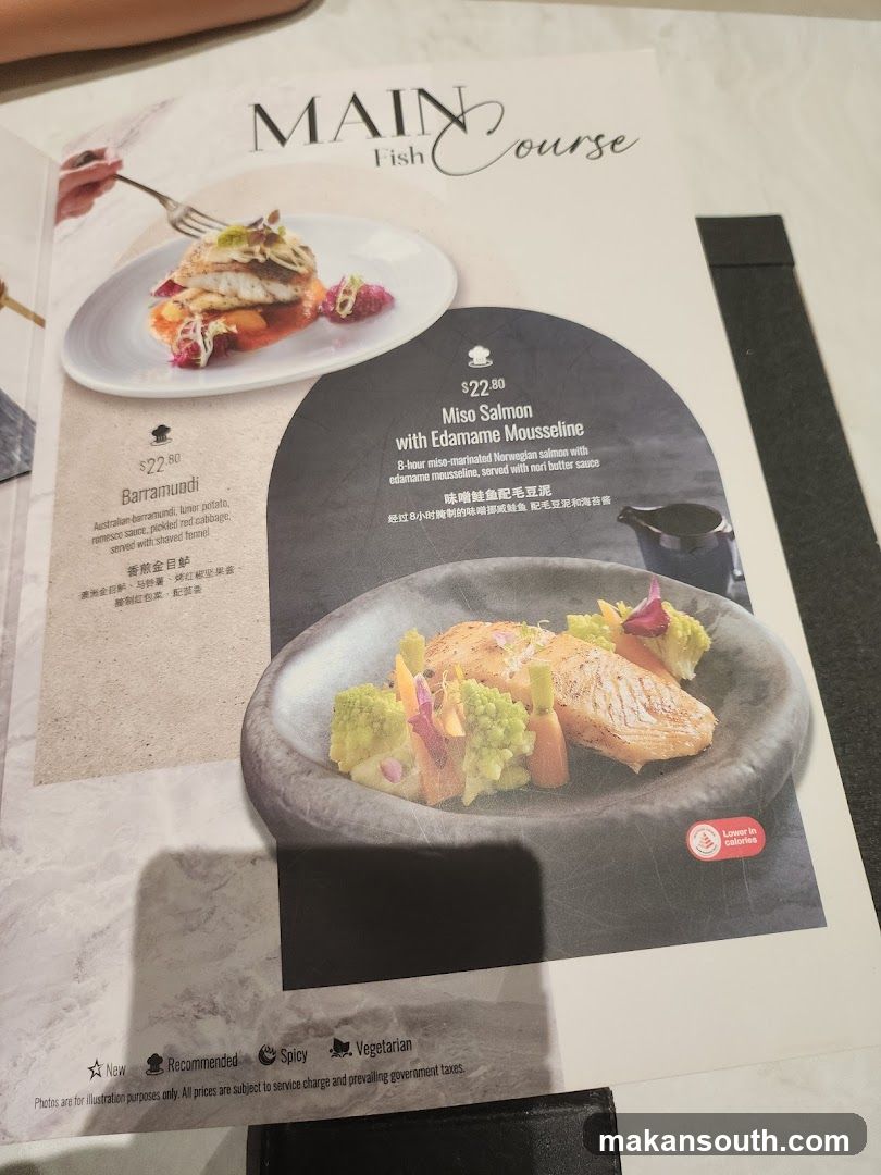 Main Fish Course Menu Page