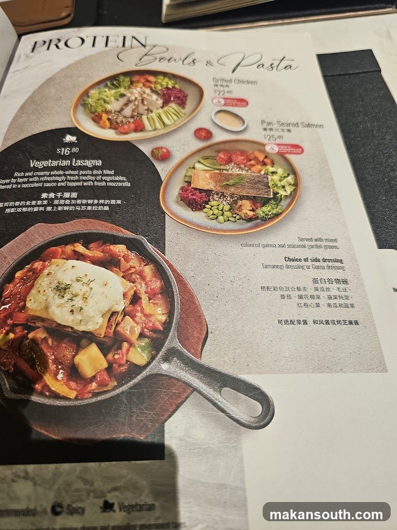Protein Bowls & Pasta Menu