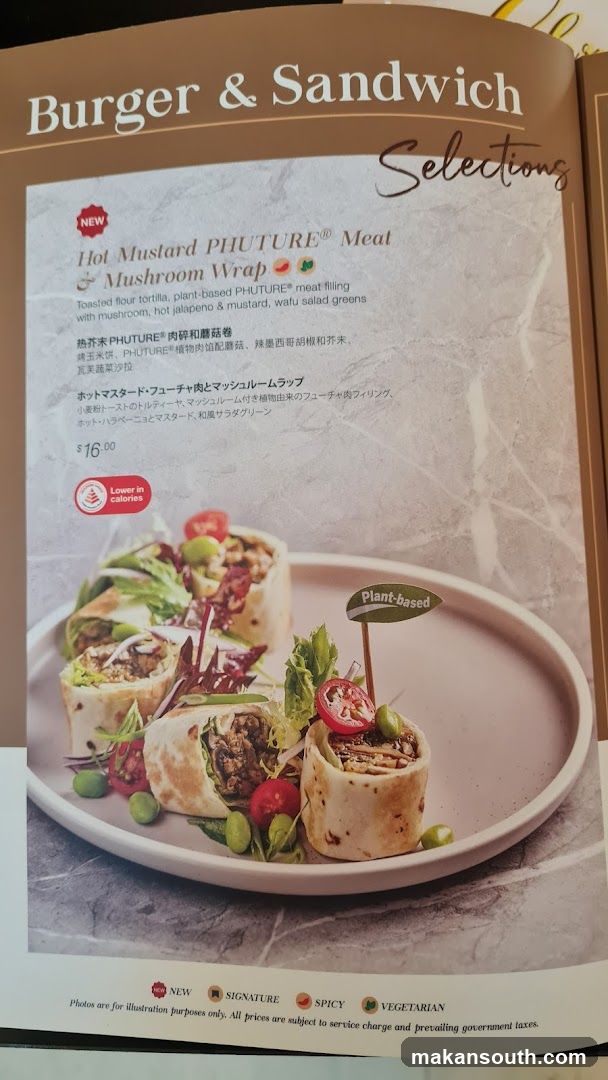 Burger & Sandwich Selections Menu Page