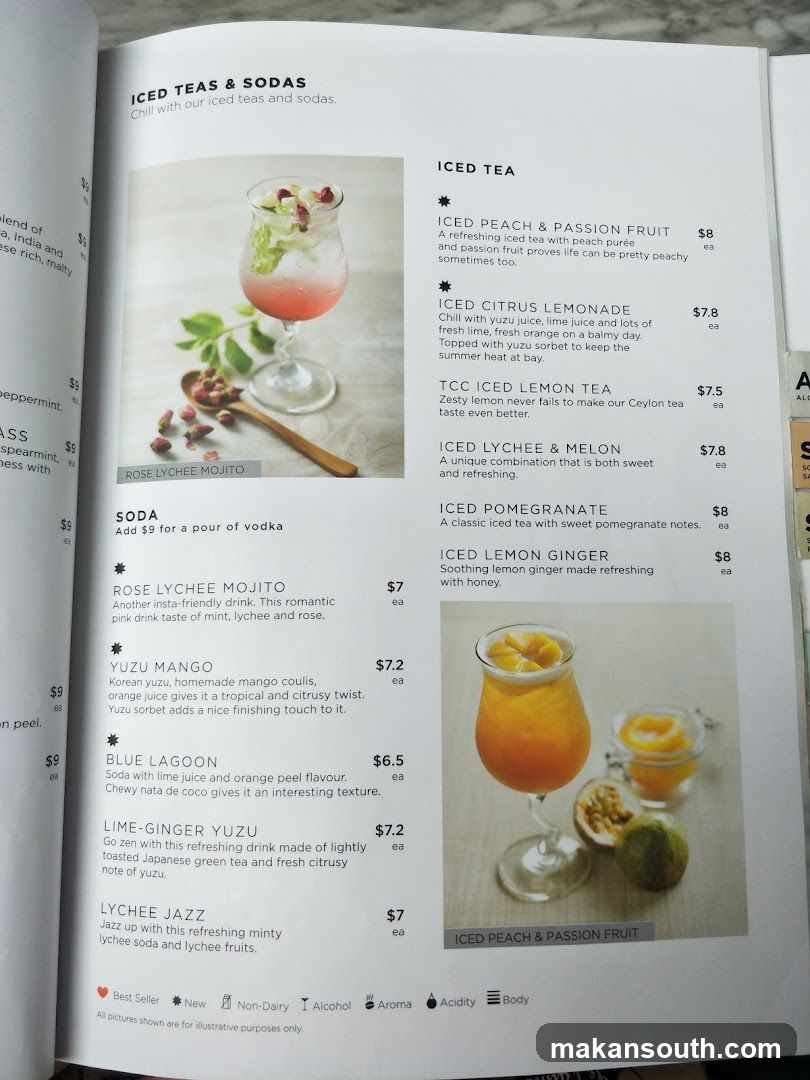 Iced Teas & Sodas Menu Page