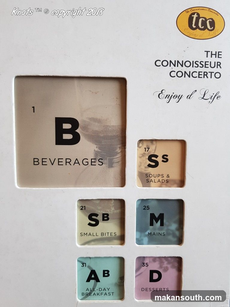 The Connoisseur Concerto Menu Card