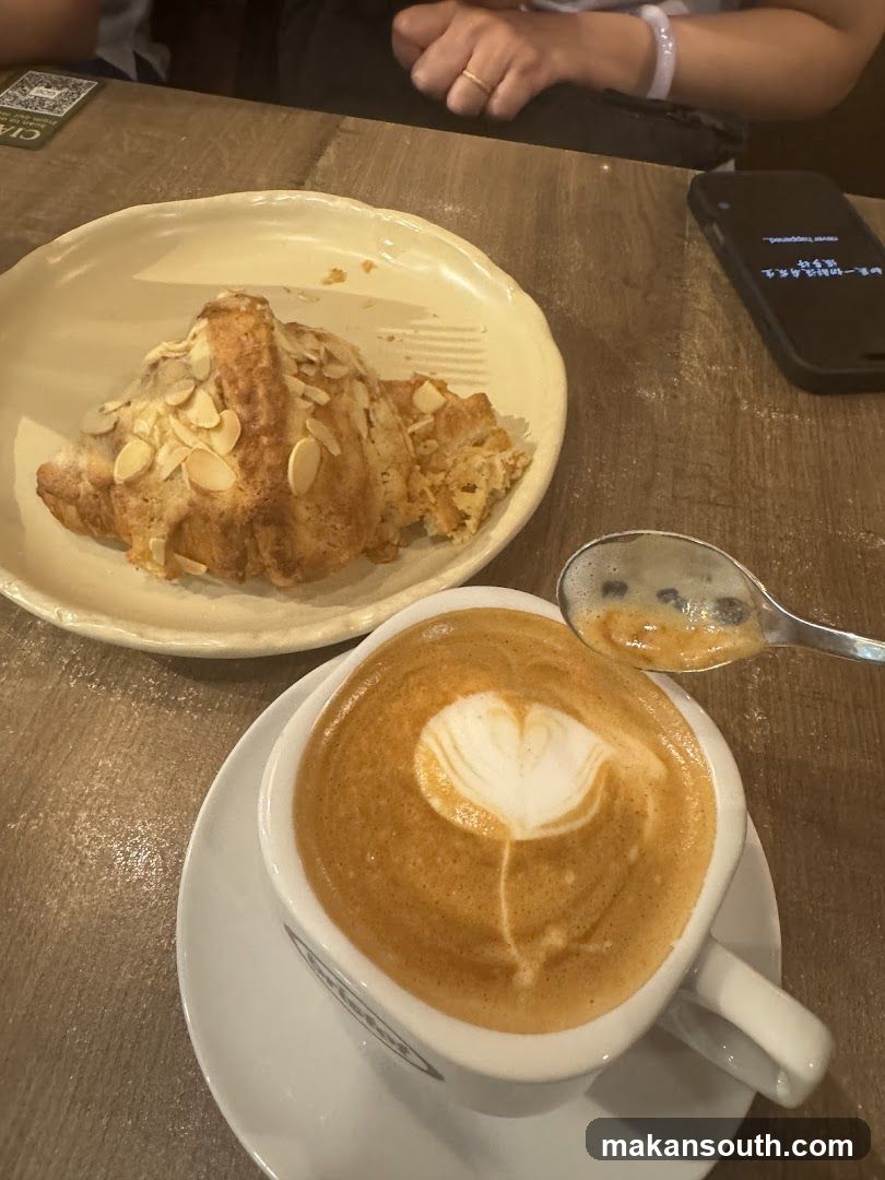 Coffee and Croissant at Cafe