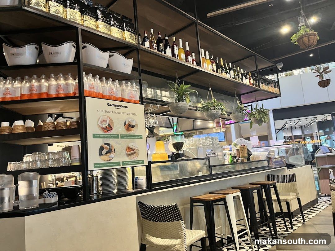 Coffee Shop Interior with Sustainability Poster