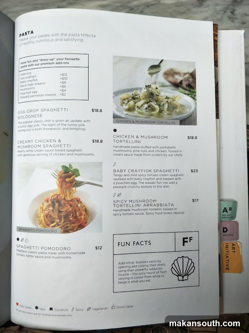 Pasta Menu Page