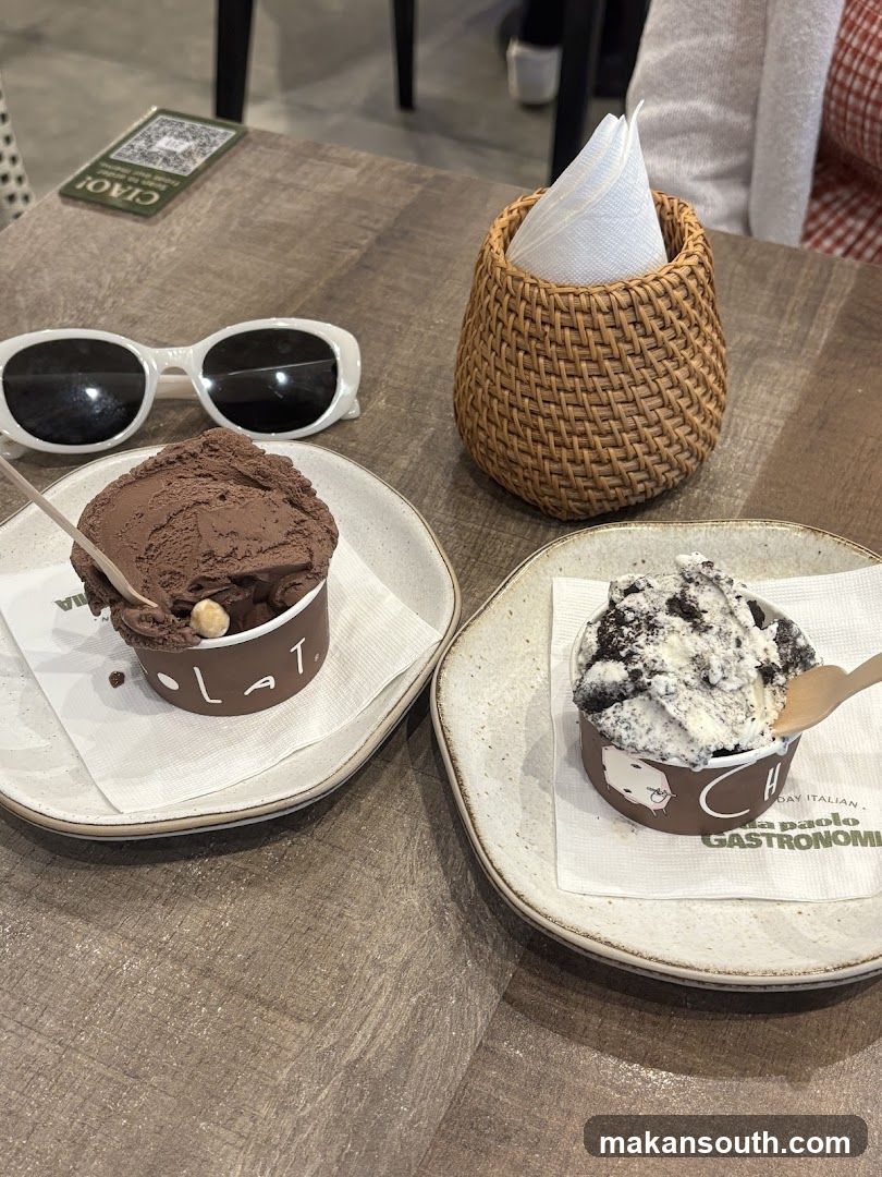 Gelato on a table