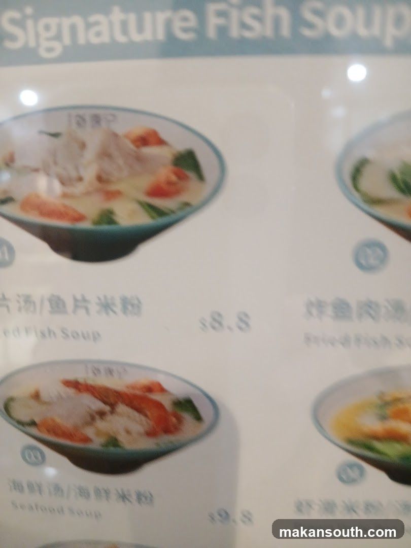 Signature Fish Soup Menu