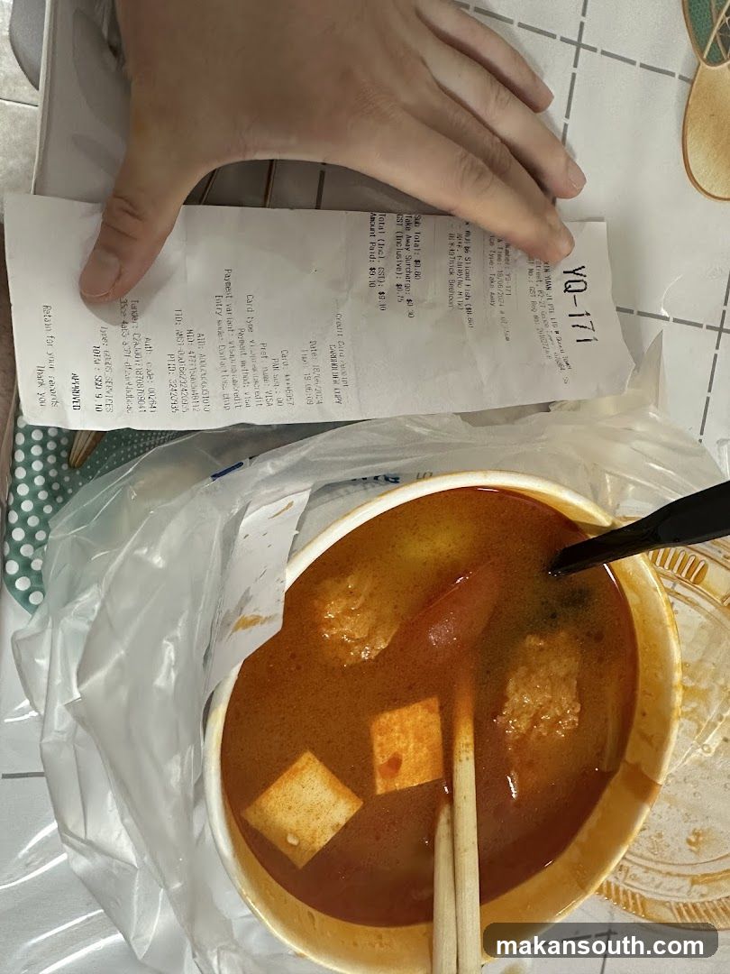 Takeout Meal with Receipt