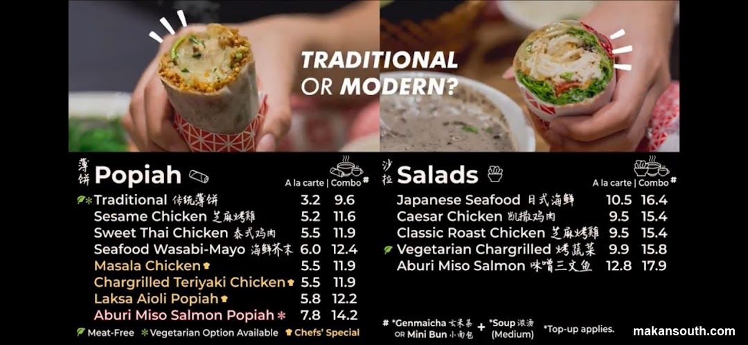 Popiah and Salads Menu