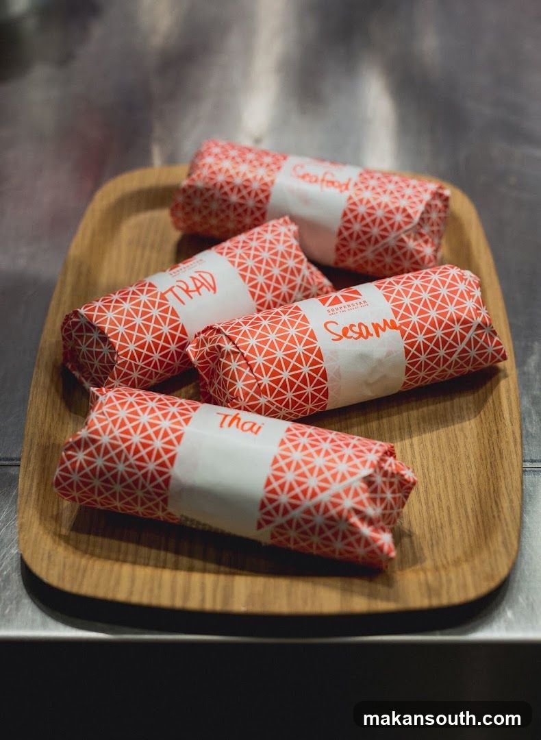 Wrapped Foods on a Wooden Tray