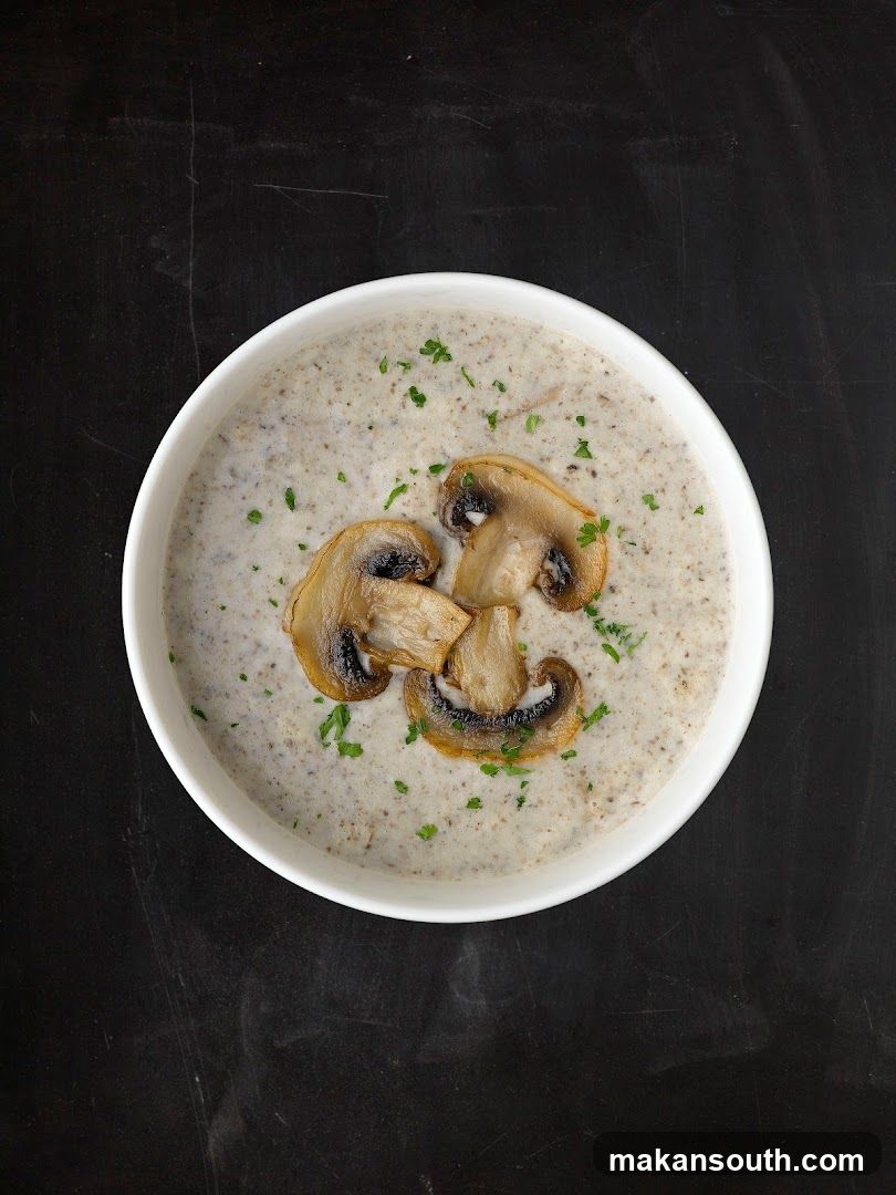 Mushroom Soup with Sautéed Mushrooms