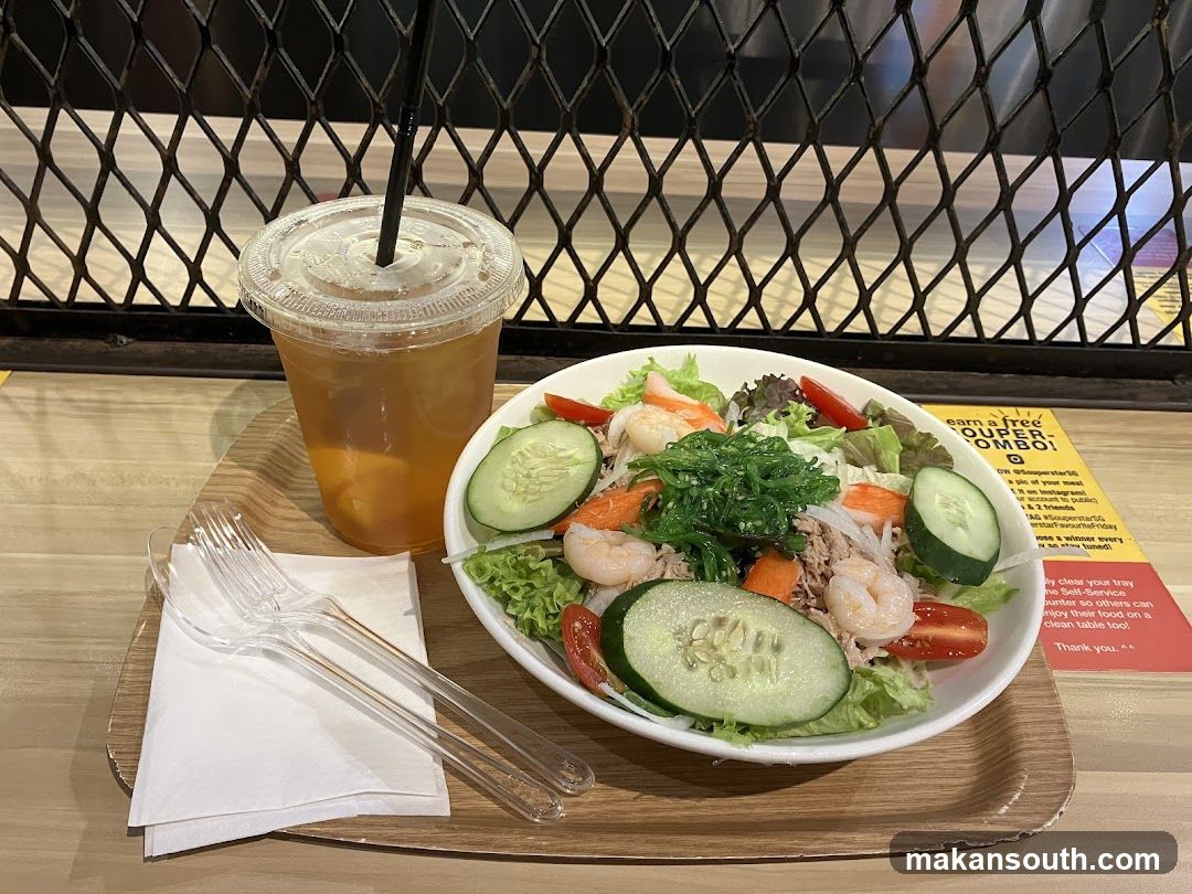 Salad and Drink on Tray