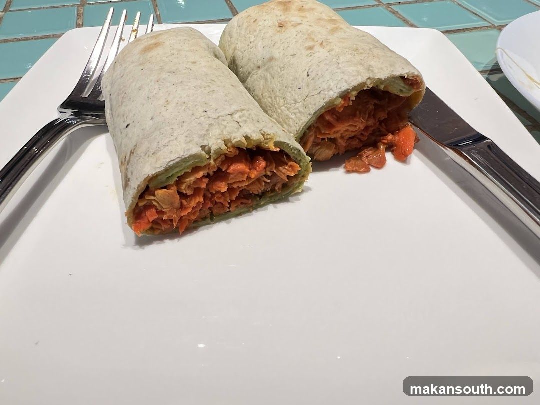 Cut Burrito on White Plate