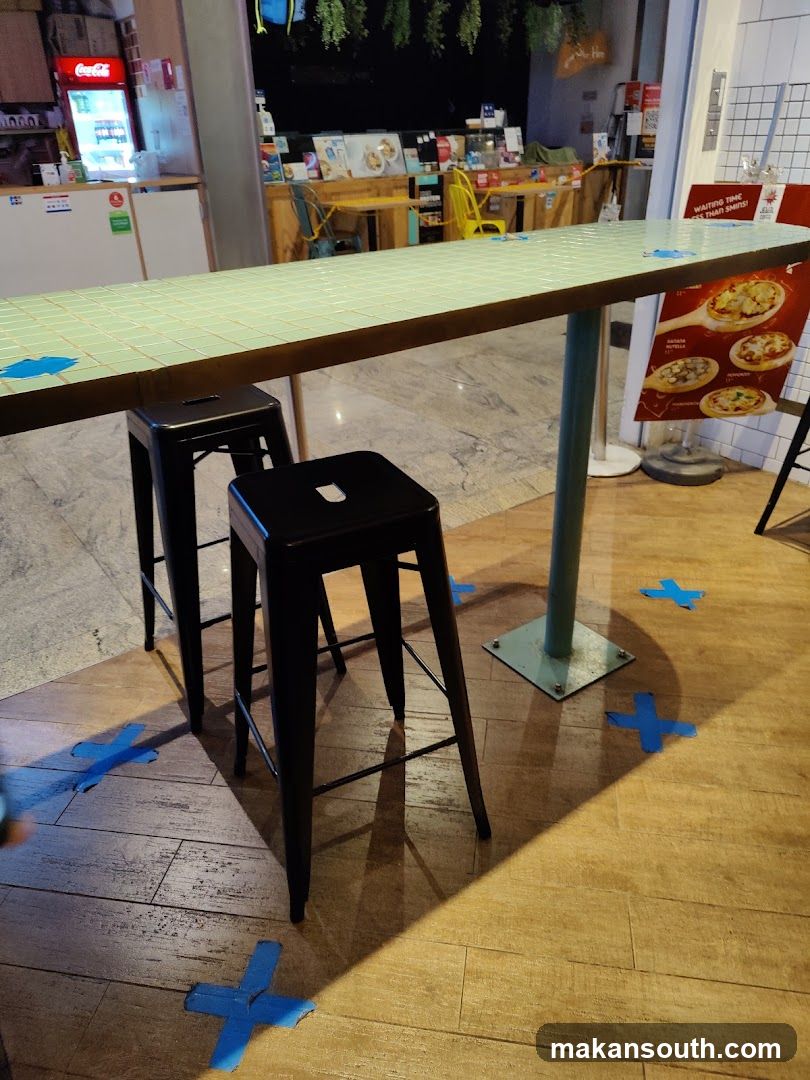 Indoor Food Court Area with Social Distancing Markers