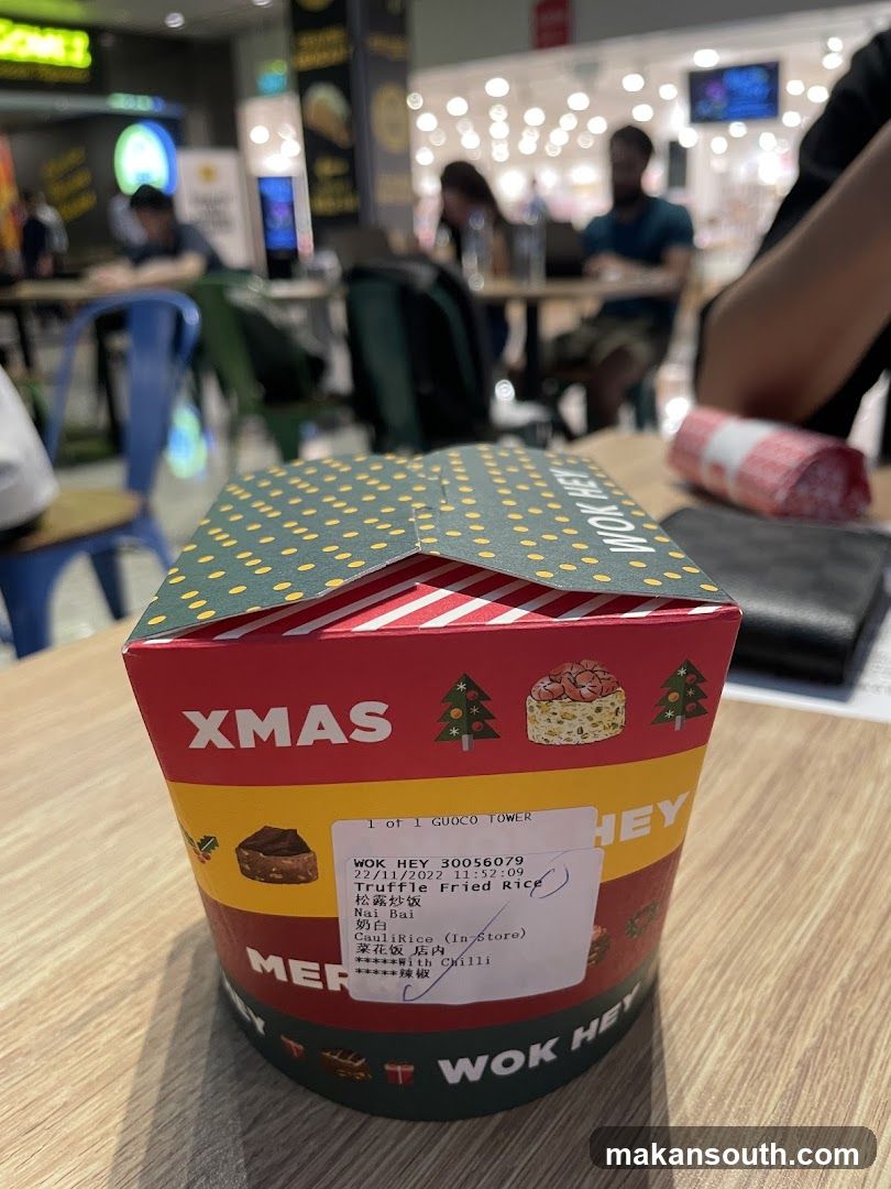 Christmas food box in a food court