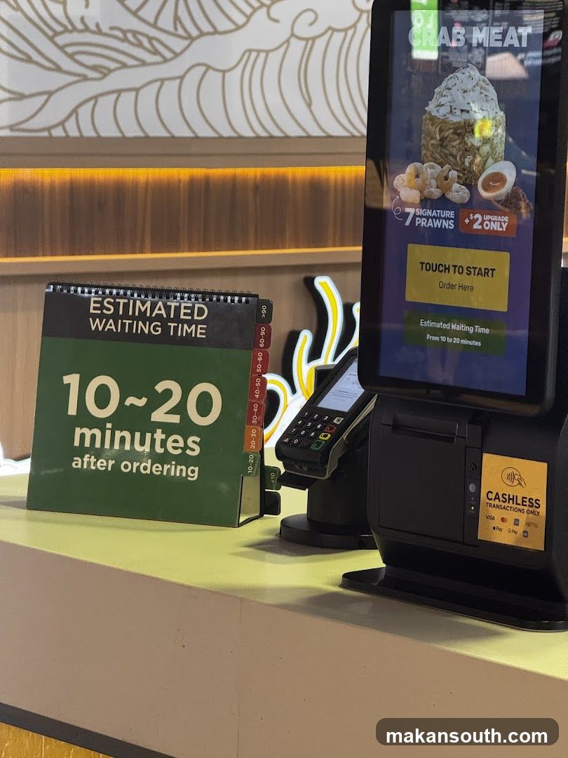 Restaurant Ordering Kiosk and Wait Time Sign