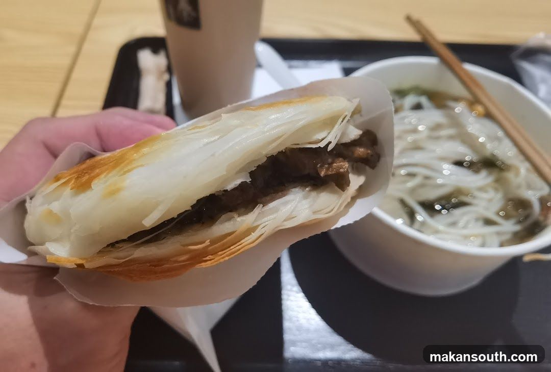Food Tray with Bun and Noodles