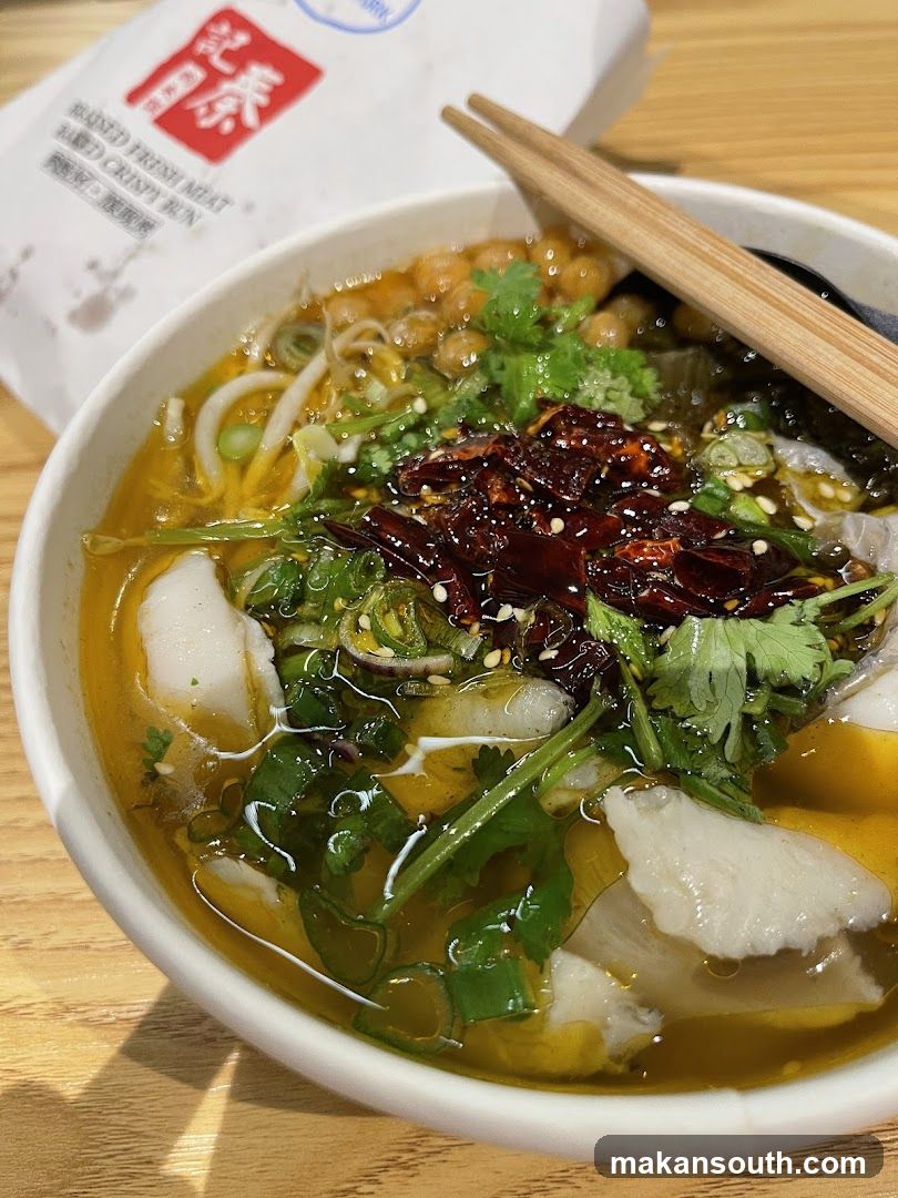 Spicy Noodle Bowl with Chili Oil and Tofu Skin