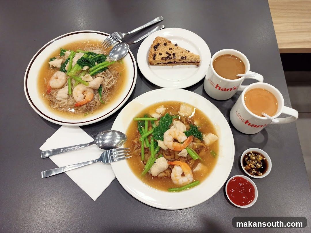 Dining Table with Noodles and Coffee