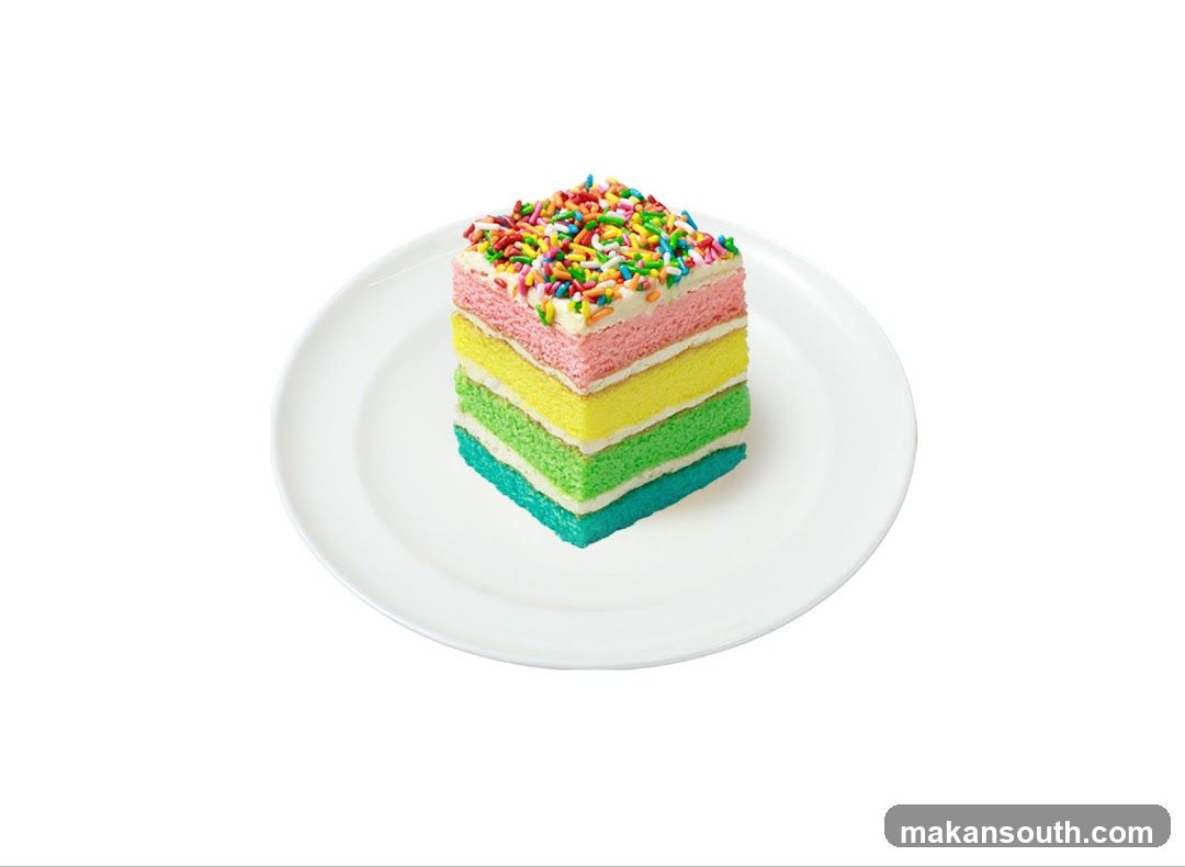 Rainbow Layer Cake Slice