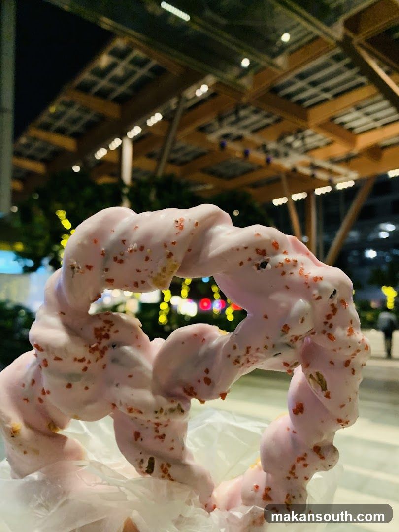 Pink Twisted Dessert with Crumbs