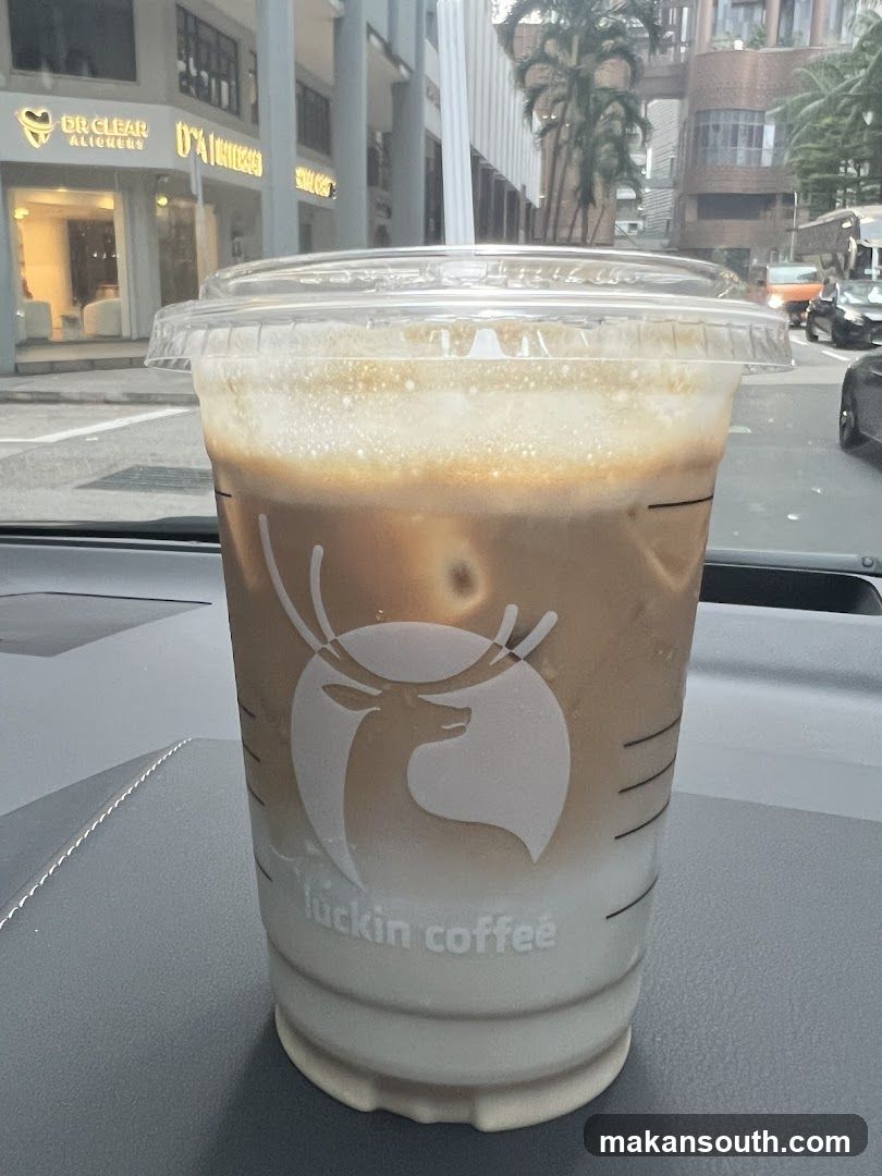Luckin Coffee Iced Drink in Car