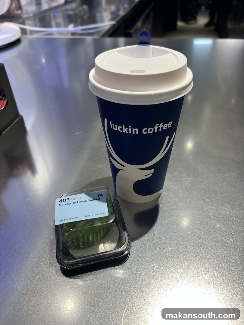 Luckin Coffee and Matcha Red Bean Danish