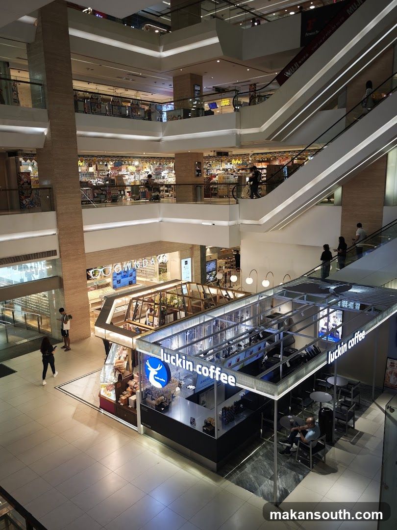 Shopping Mall Interior with Luckin Coffee