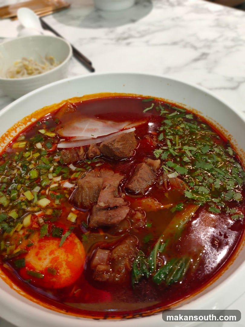 Spicy Beef Soup with Garnishes