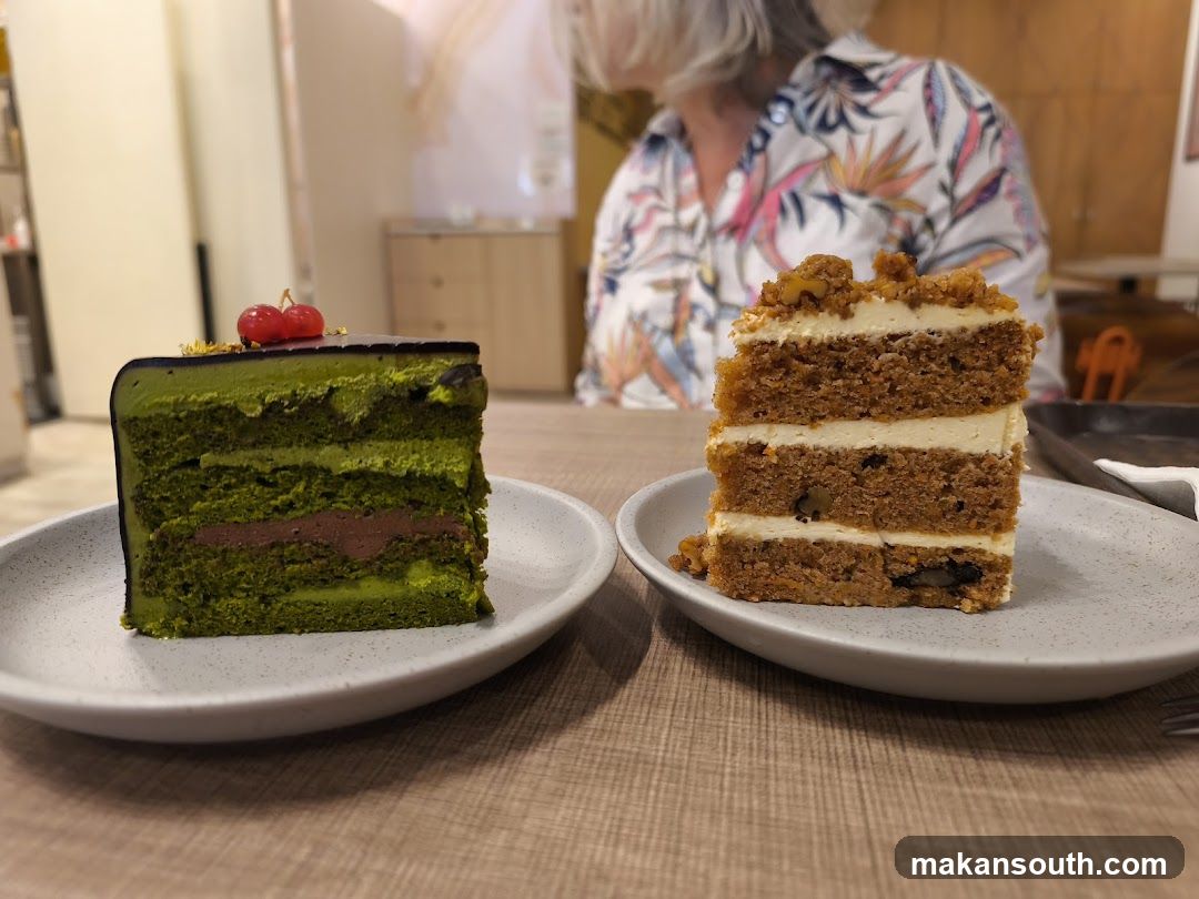Matcha and Carrot Cake Slices