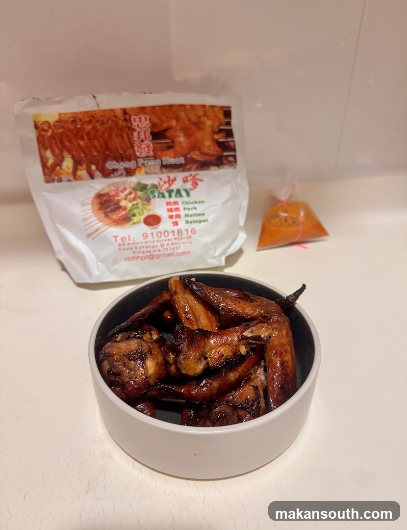 Bowl of Satay Chicken Wings with Packaging
