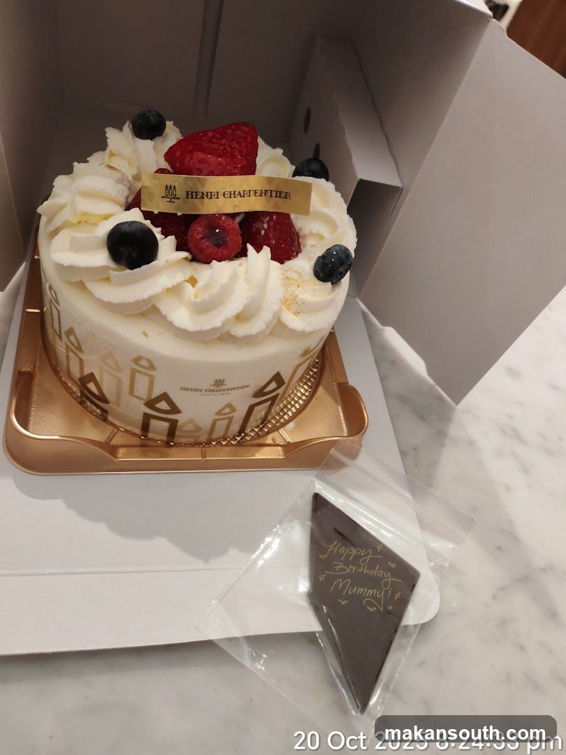 Birthday Cake with Fruits and Chocolate Tag