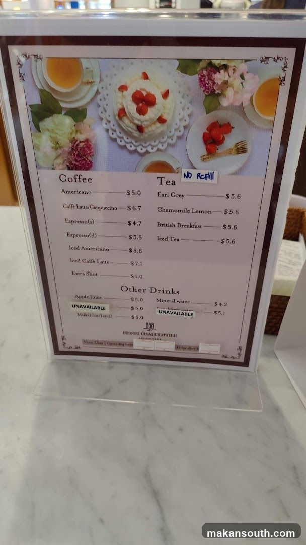 The Tea Shopper Menu