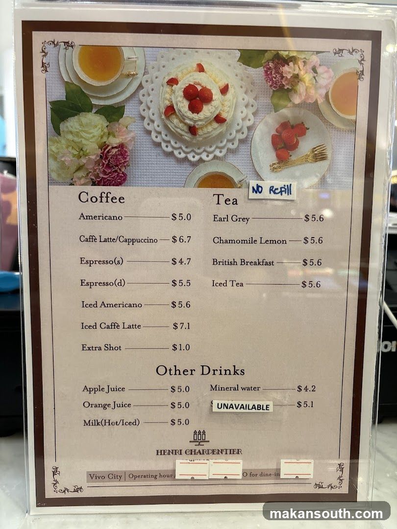 Henri Chardentier Menu Board