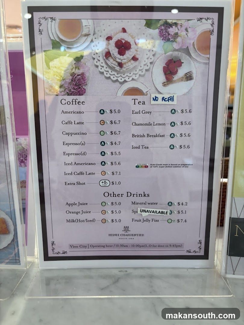 Honey Charms Coffee Menu