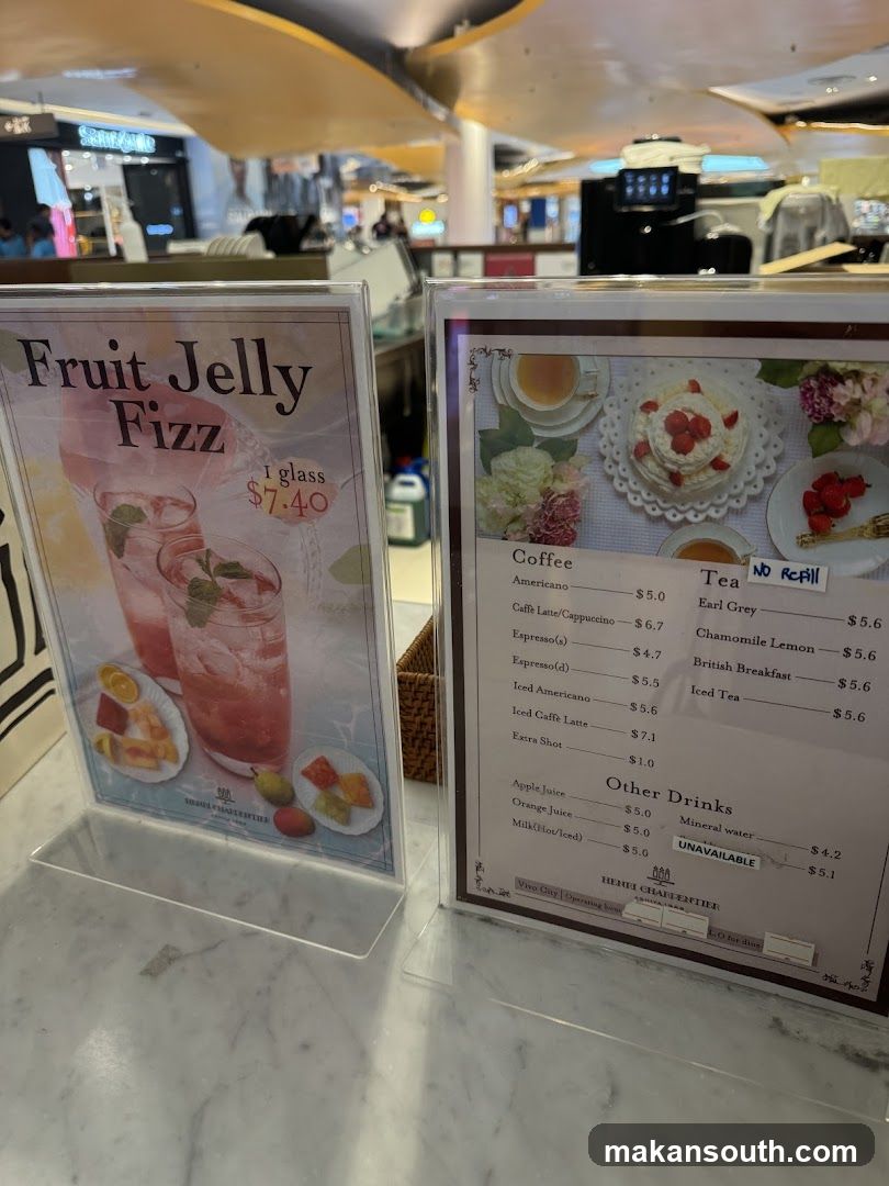 Fruit Jelly Fizz and Menu Display