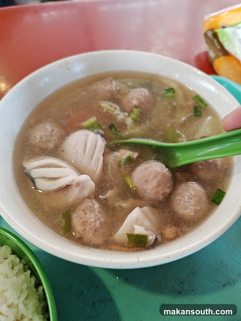Bowl of Meatball Soup with Rice