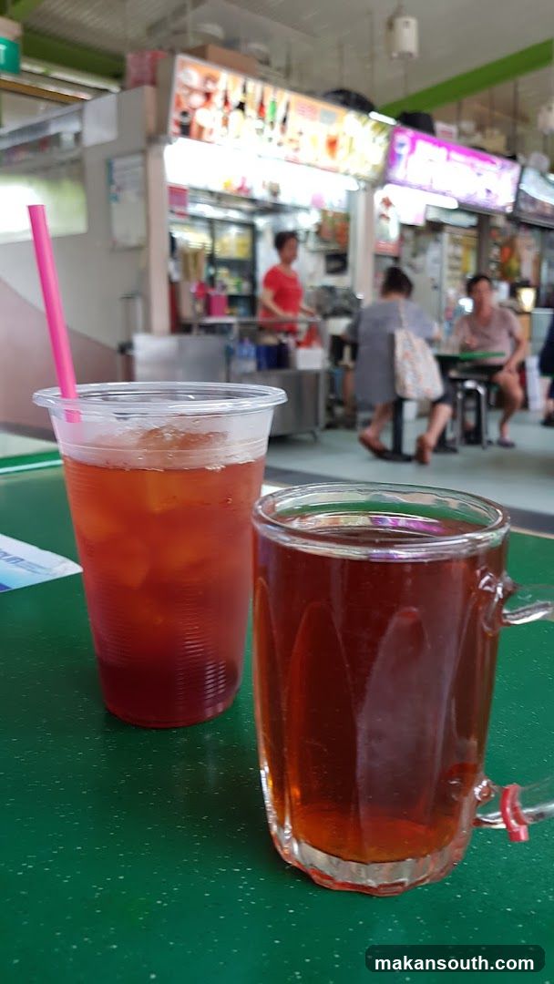 Food stall interior with drinks on table