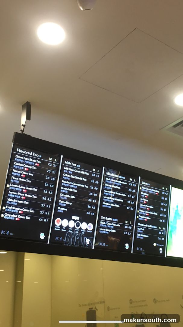 Koi Tea Menu Board