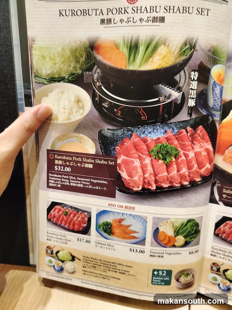 Kurobuta Pork Shabu Shabu Set Menu Page