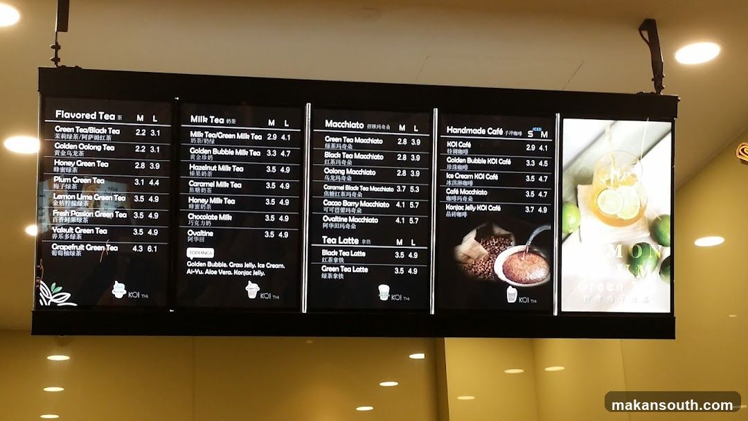 Koi Tea Menu Board