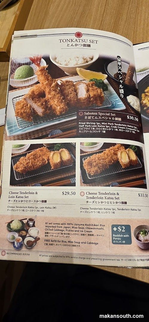 Tonkatsu Set Menu Page