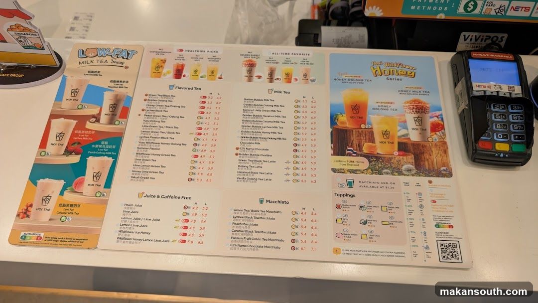 Low Fat Milk Tea Menu
