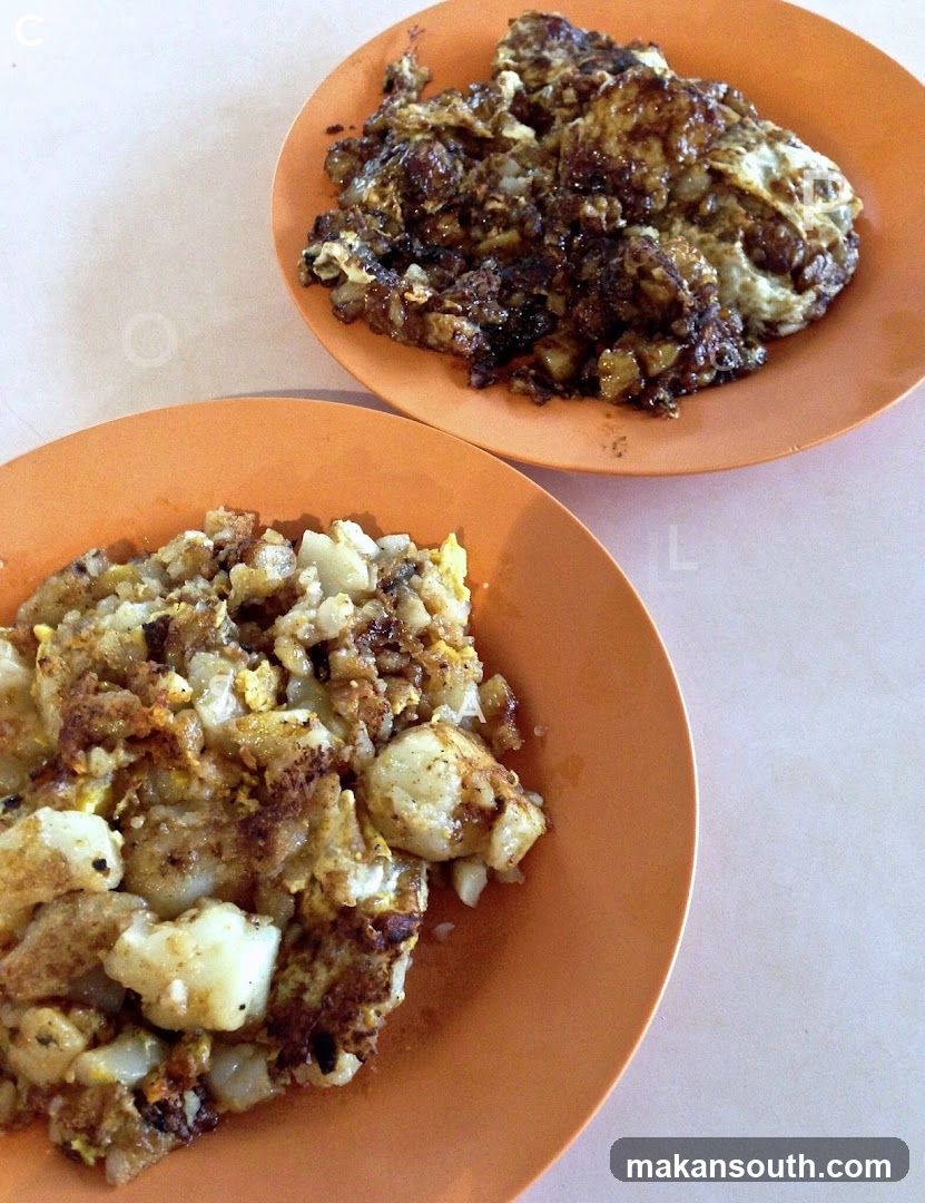 Fried Rice and Fried Egg on Orange Plates
