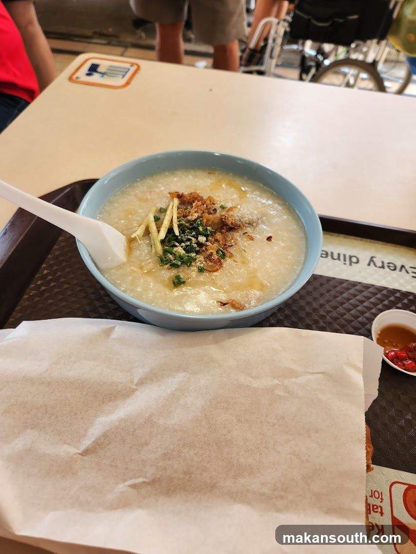 Bowl of congee with toppings